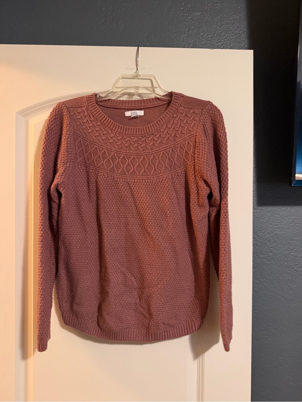 Croft & Barrow Medium Cozy Knit Crewneck Sweater - Dusty Rose